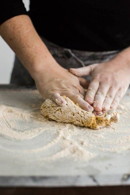 Kneading pasta dough