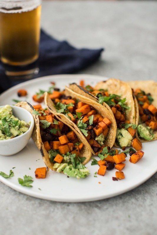 Chipotle Sweet Potato Tacos with Black Beans & Guacamole