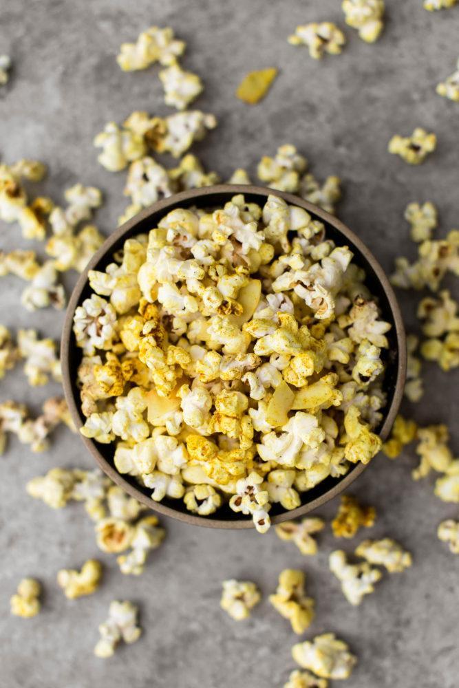 Vegan Curry Popcorn with Coconut | Naturally Ella