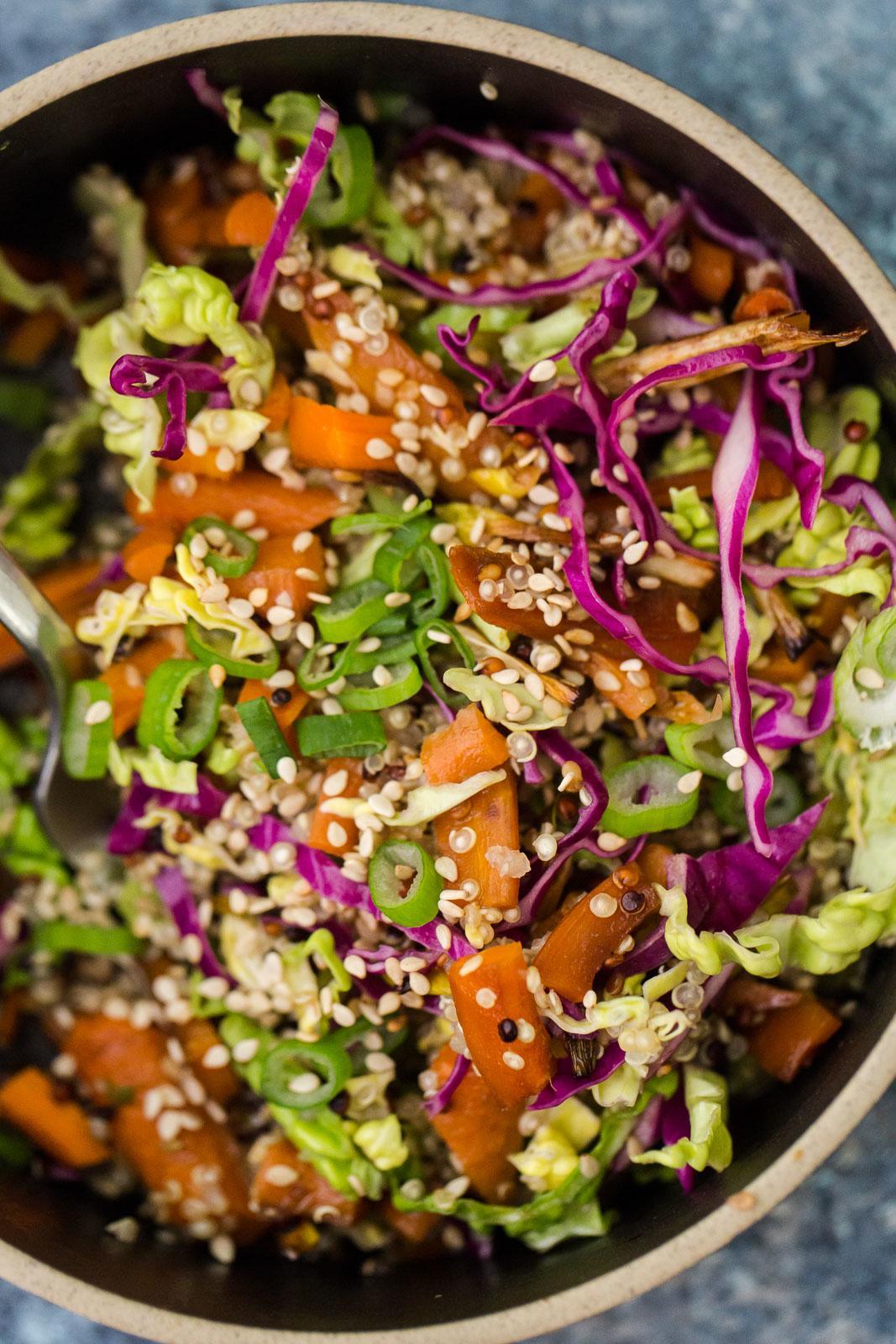 Roasted Carrot, Cabbage, and Quinoa