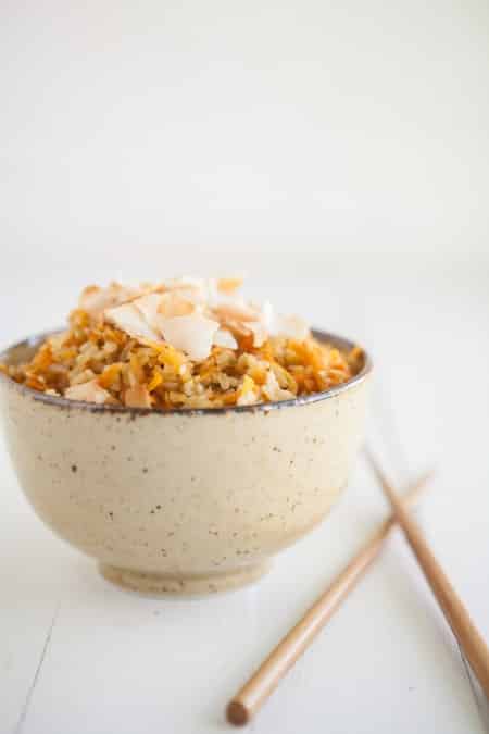 Carrot Ginger Brown Rice Bowl | @naturallyella