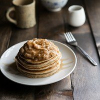 Hazelnut Pancakes with Roasted Rhubarb Cardamom Compote