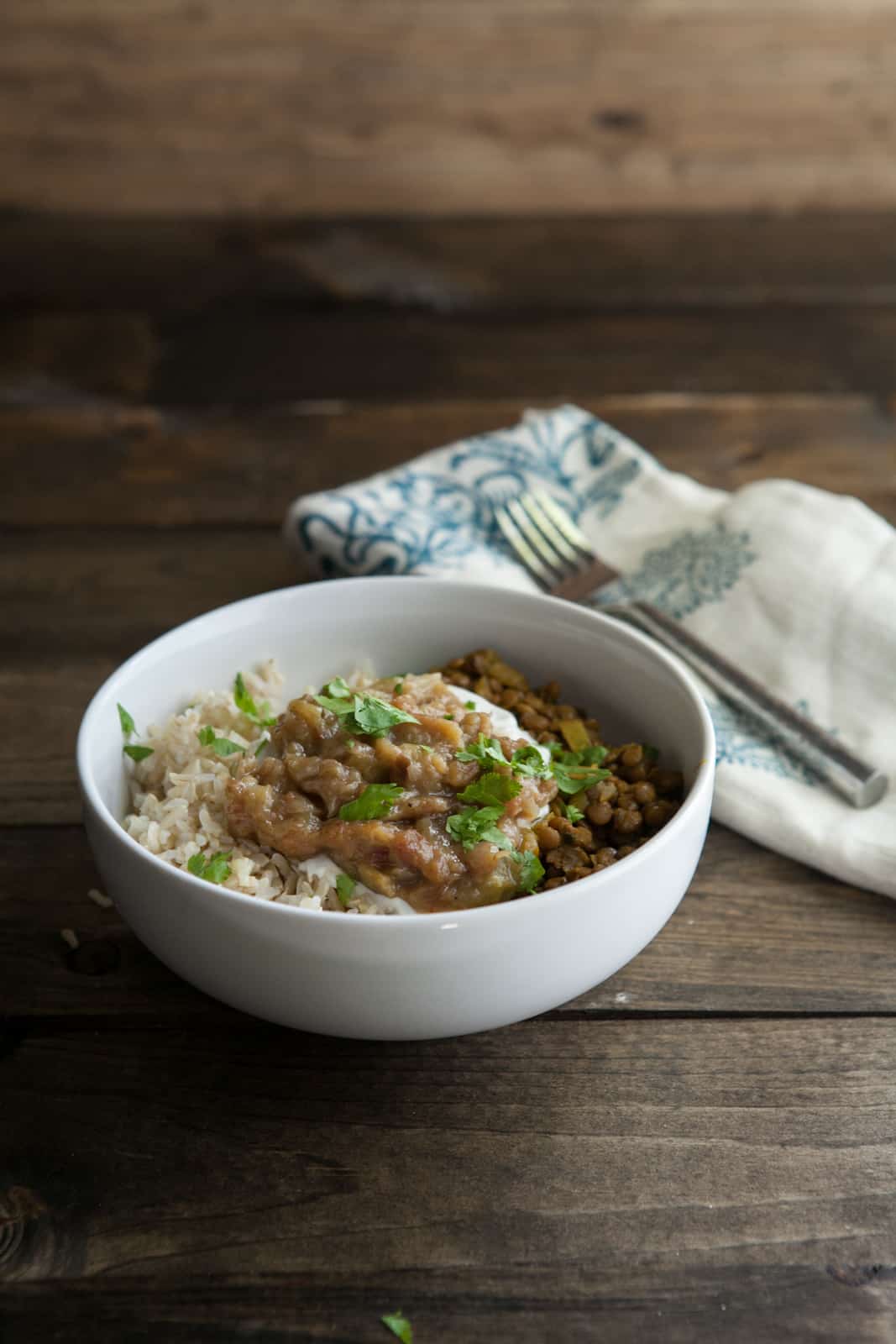 Flavorful curried lentils paired with tangy rhubarb chutney | naturallyella.com