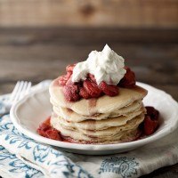Pecan Wheat Pancakes with Maple Bourbon Strawberries