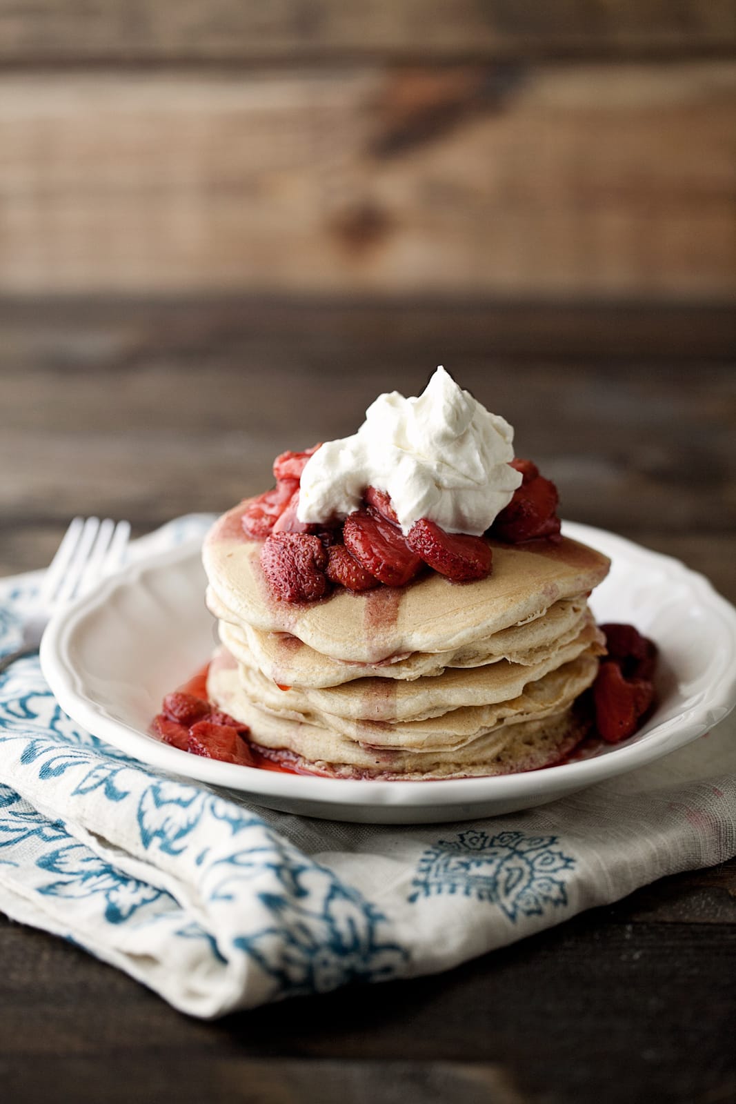 pancakes with maple bourbon strawberries | @naturallyella