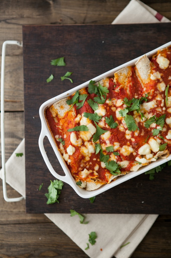 Roasted Corn and Ricotta Enchiladas with Chipotle Tomato Sauce