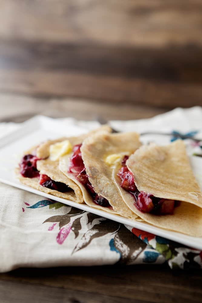 Roasted Blueberry and Rhubarb Crepes with Honey and Butter | staging.mushy-point.flywheelsites.com