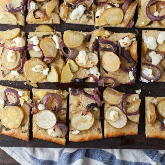 Roasted Potato Pizza with Goat Cheese and Rosemary | http://naturallyella.com