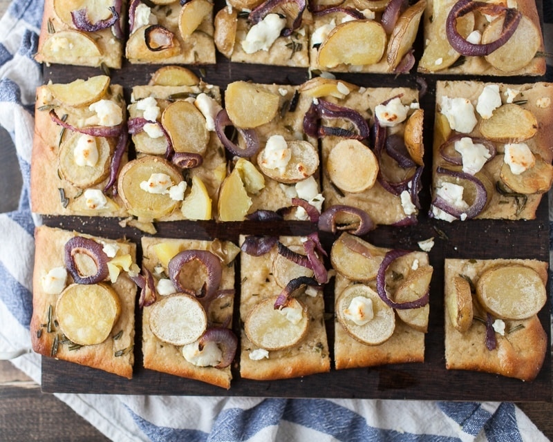 Roasted Potato Pizza with Goat Cheese and Rosemary | http://naturallyella.com