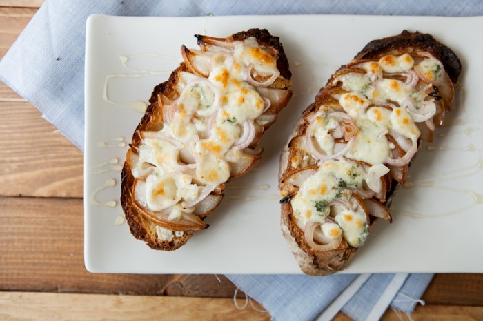 Roasted Pear, Gorgonzola, and Honey Toast