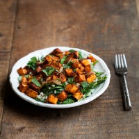 Roasted Sweet Potato, Spinach, and Grain Salad