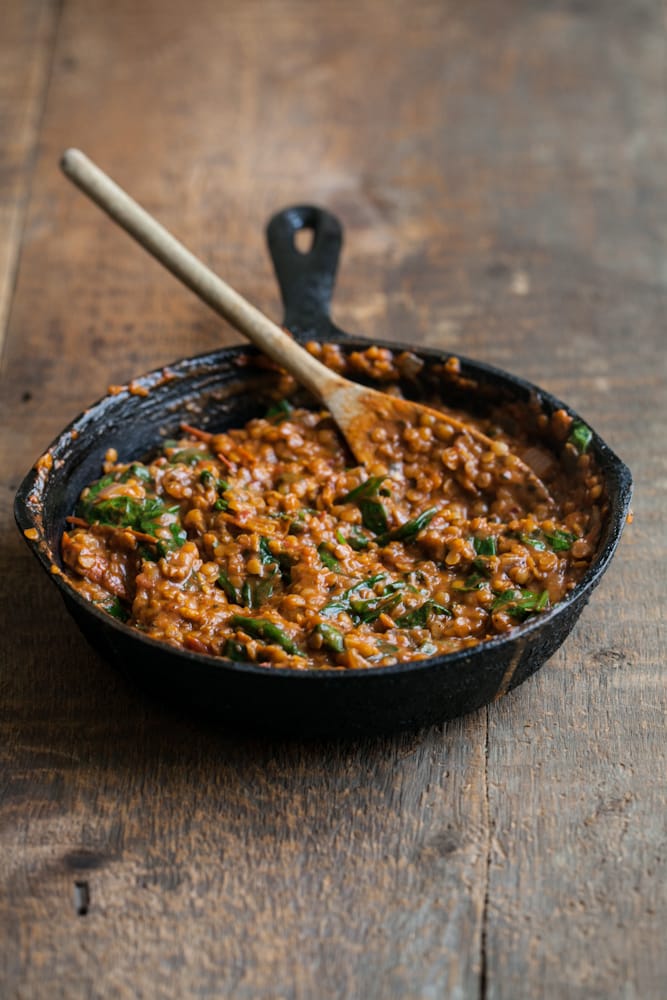 Red Lentils and Spinach in Masala Sauce