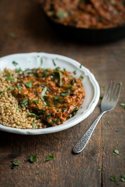 Red Lentils Masala with Spinach Served with Brown Rice