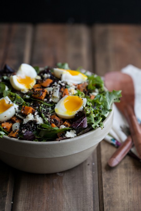 Sweet Potato and Quinoa Salad with Soft-Boiled Eggs