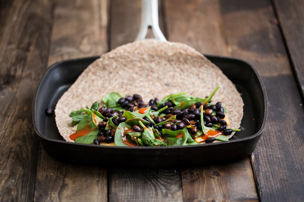 Spinach and Black Bean Quesadilla 