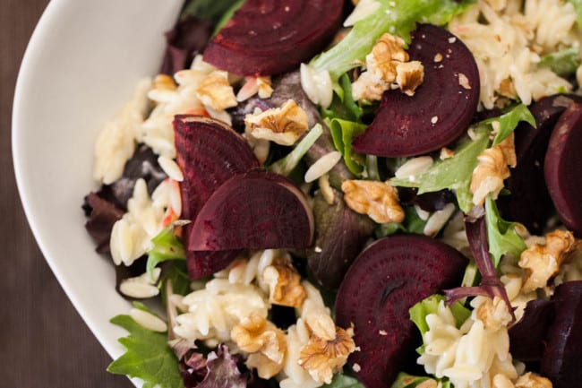 Roasted Beets Blue Cheese Orzo And Walnut Salad