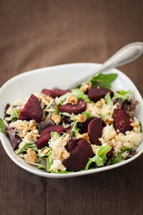 Roasted Beets, Blue Cheese Orzo, & Walnut Salad