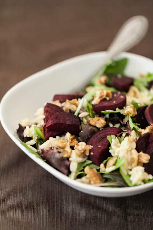 Roasted Beets, Blue Cheese Orzo, & Walnut Salad