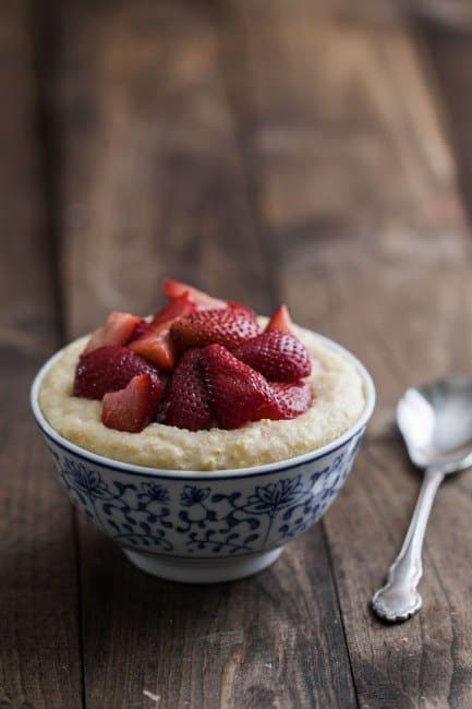 Creamy Millet Porridge with Roasted Strawberries