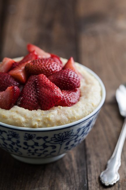 Millet Porridge with Roasted Strawberries