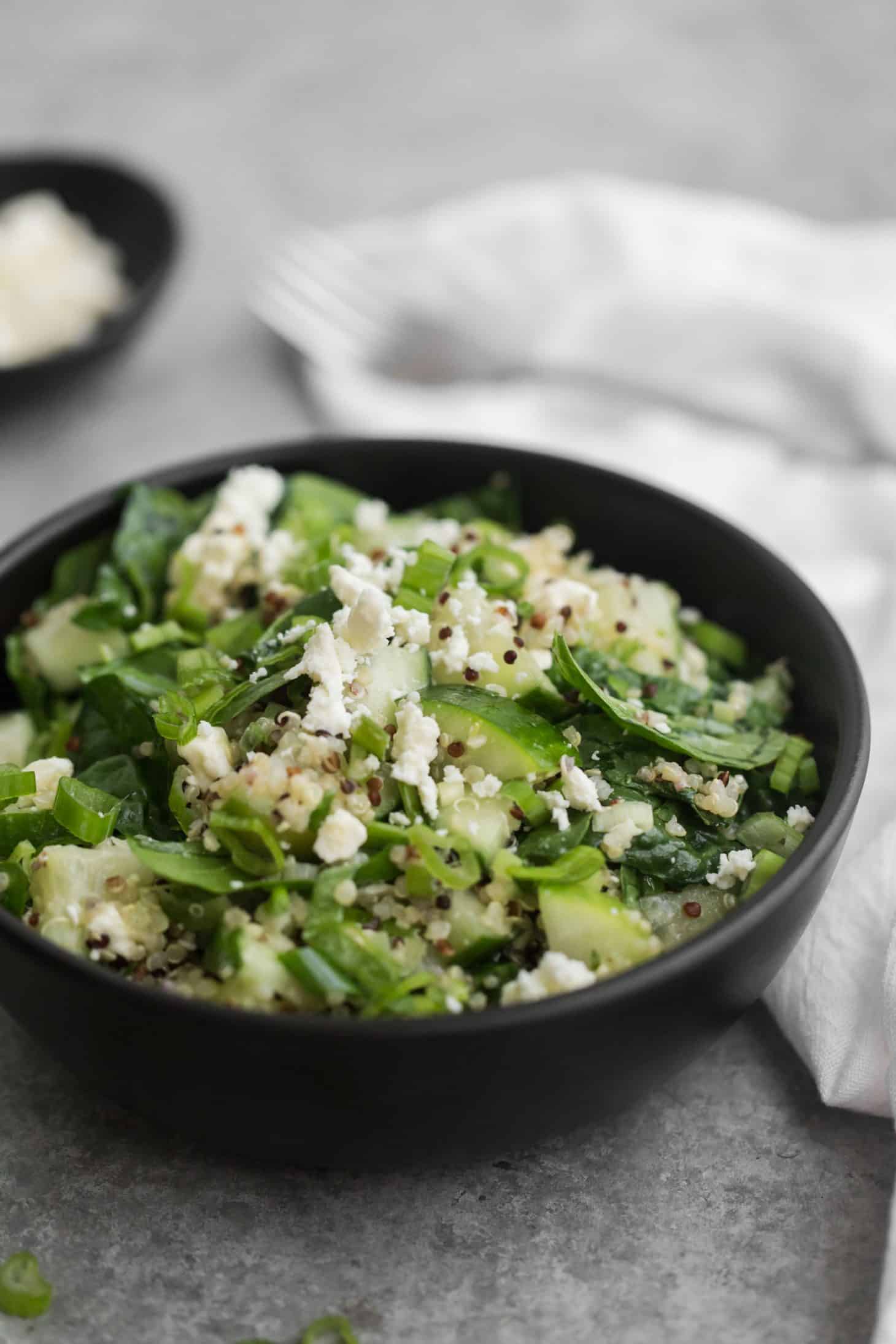 Cucumber Quinoa Salad with Spinach and Feta | @naturallyella