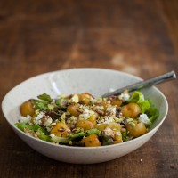 Roasted Cherry, Barley, and Goat Cheese Salad