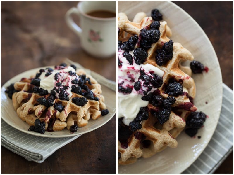 Rye Waffles with Black Raspberry Sauce