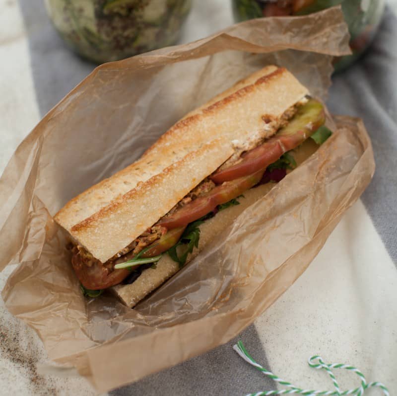 Heirloom Tomato, Olive Tapenade, and Goat Cheese Sandwich (+Limantour Beach)