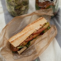 Heirloom Tomato, Olive Tapenade, and Goat Cheese Sandwich (+Limantour Beach)