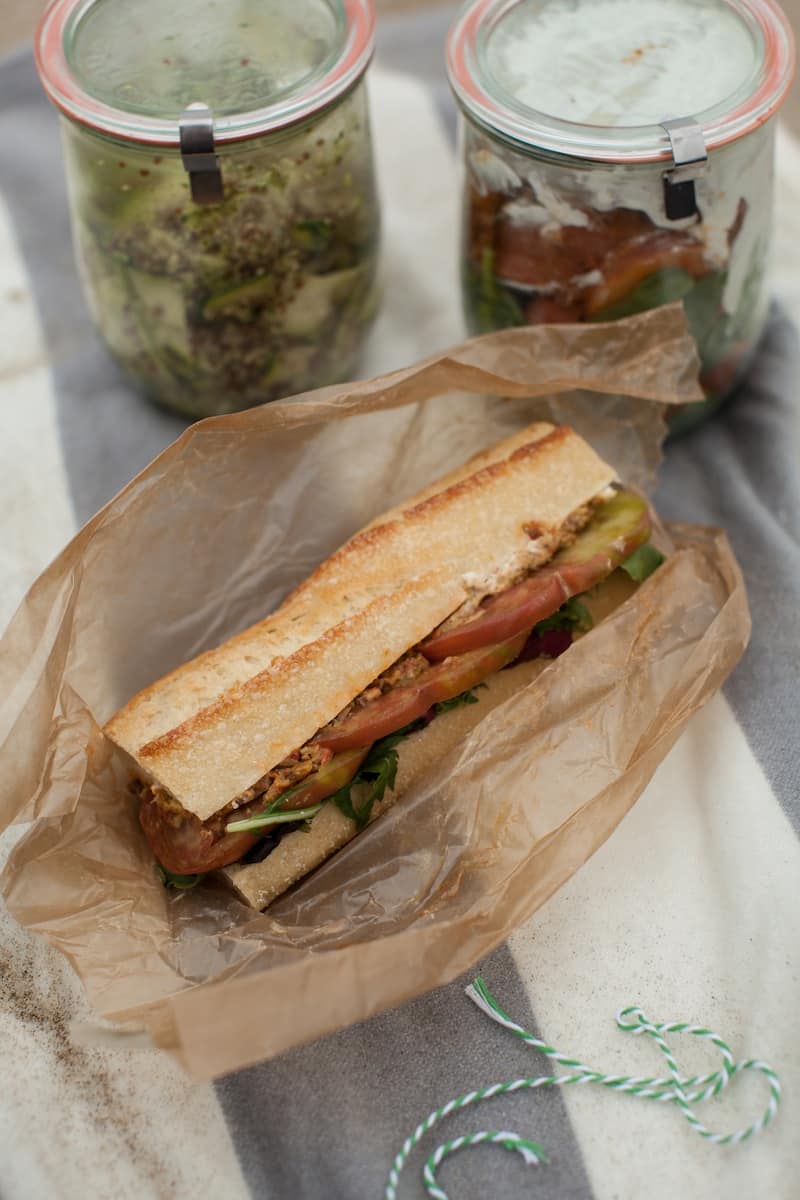 Heirloom Tomato, Olive Tapenade, and Goat Cheese Sandwich (+Limantour Beach)
