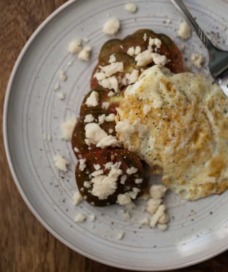 Heirloom Tomato, Fried Egg, and Goat Cheese