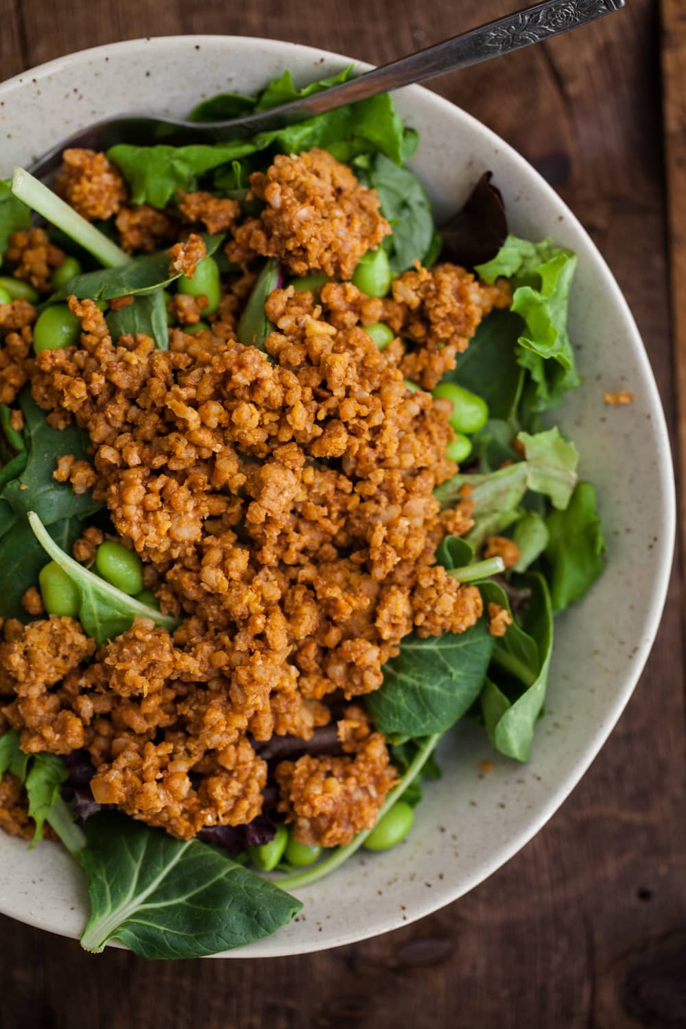 Buffalo Chickpea Crumble Salad | @naturallyella