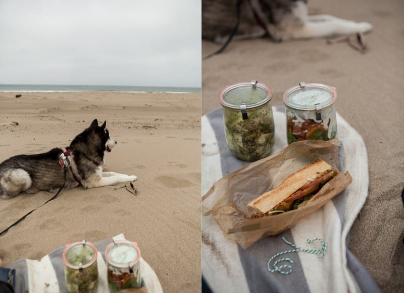 Heirloom Tomato, Olive Tapenade, and Goat Cheese Sandwich (+Limantour Beach)