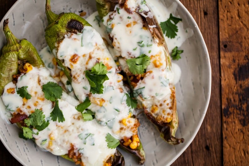 Stuffed Hatch Chiles with Cilantro-Lime Yogurt 