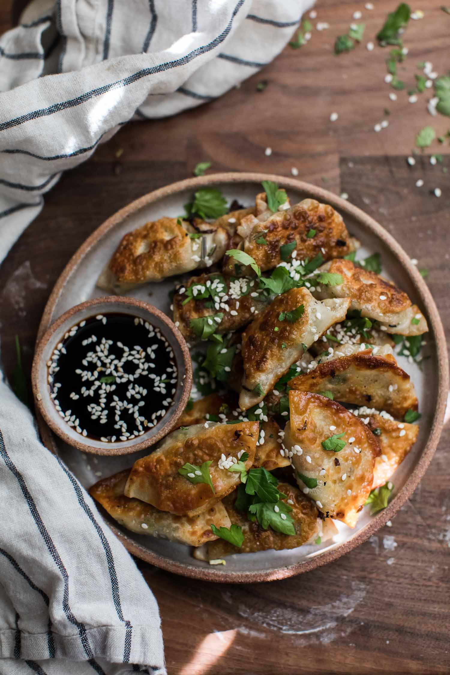 Shaved Brussels Sprouts and Ginger Potstickers | Naturally Ella