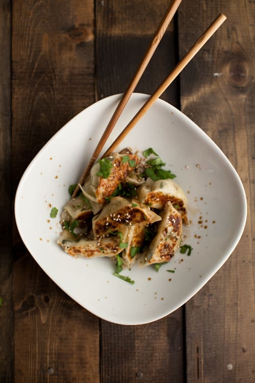 Shaved Brussels Sprouts and Ginger Potstickers 