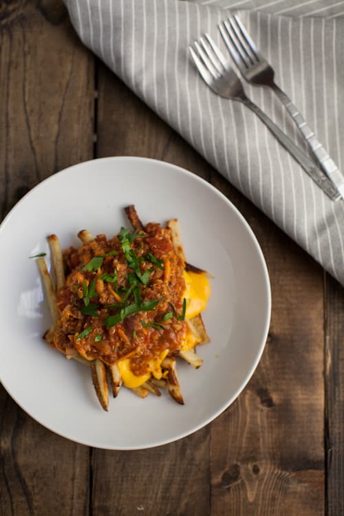 Vegetarian Chili Cheese Fries