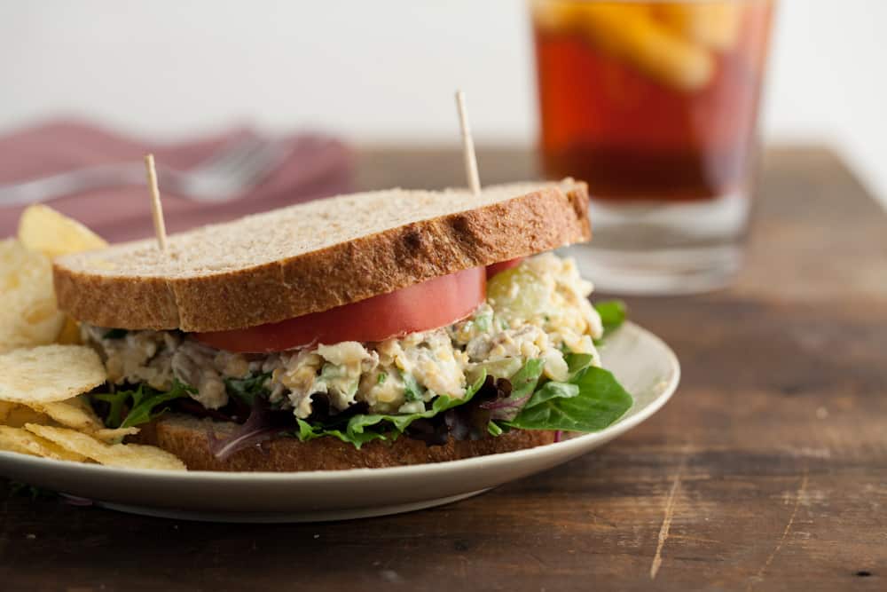 Chickpea, Blue Cheese, and Grape Salad Sandwich