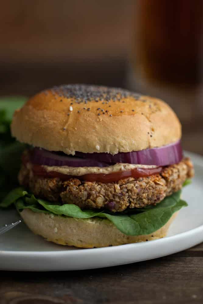 Brown Rice, Oat, and Nut Veggie Burger
