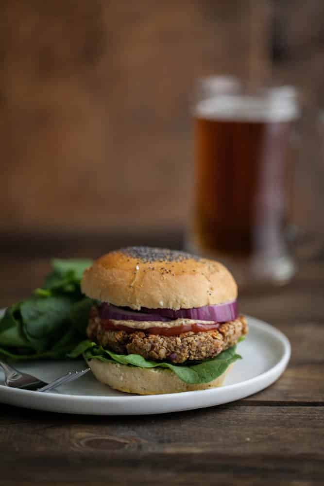 Homemade Veggie Burger with Brown Rice, Oat, and Nuts