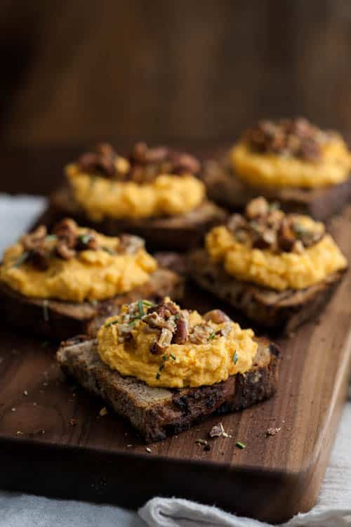 Whipped Sweet Potato Goat Cheese Crostini