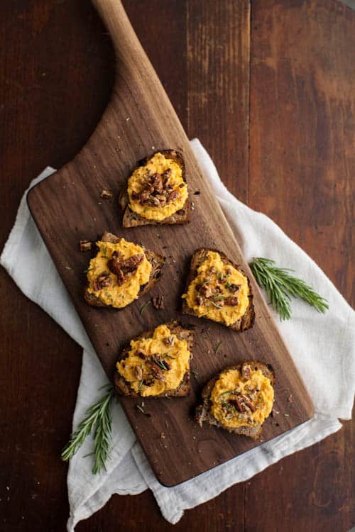 Whipped Sweet Potato Goat Cheese Crostini