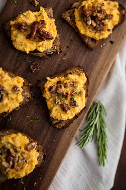 Whipped Sweet Potato Goat Cheese Crostini