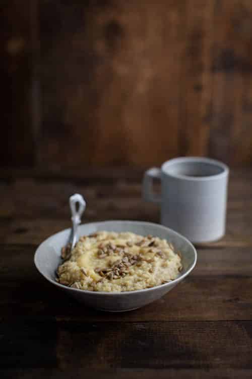 Millet Porridge with Lemon Curd and Sunflower Seeds