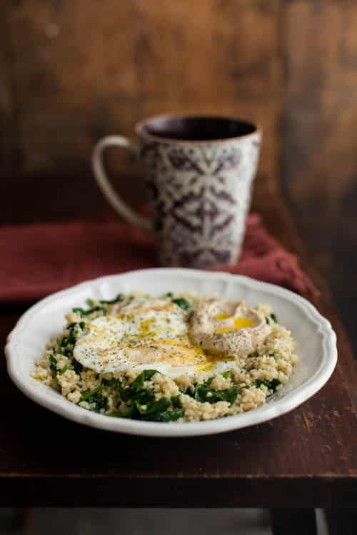 Garlic Spinach, Millet, and Eggs
