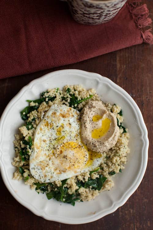 Garlic Spinach, Millet, and Eggs