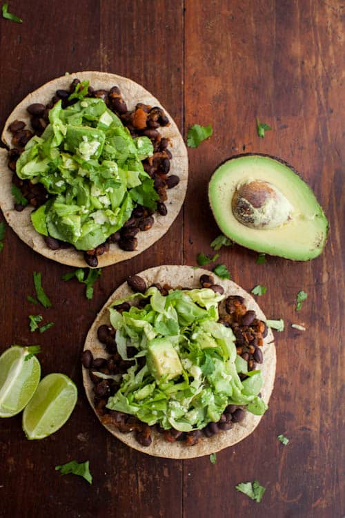 Black Bean Tostadas with Avocado Salad