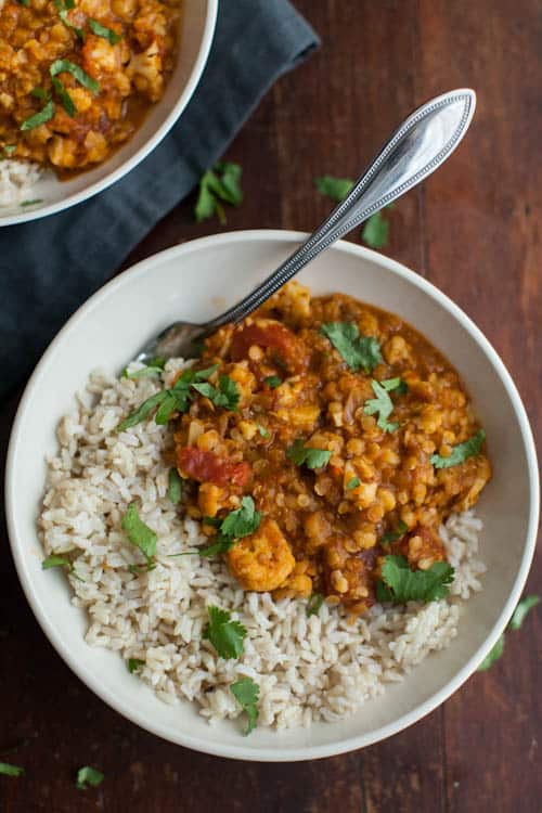 Harissa Lentils and Cauliflower 