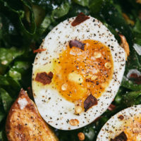 Garlic Roasted Potato and Spinach Salad with Eggs