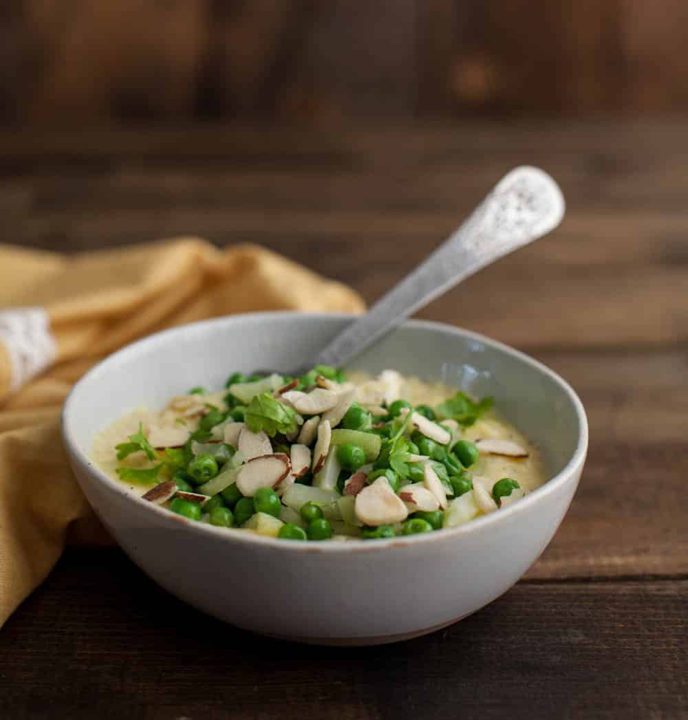 Polenta with Peas, Fennel, and Almonds